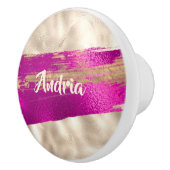 DIY Name Brush Text Fuchsia Platinum Imitats Metal Keramikknauf (Rechts)