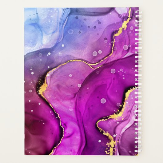 DIY Name/Datum Fuchsia Gold Tinte Abstrakt Planer (Rückseite)