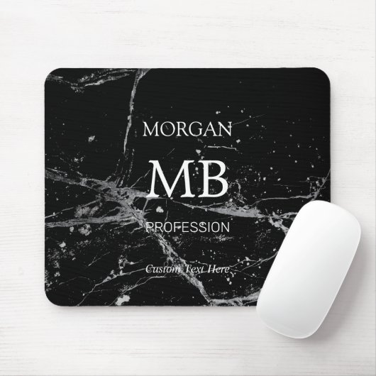 DIY Name Initials Professionals, Black & Gray Marm Mousepad (Mit Mouse)