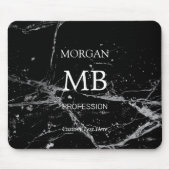 DIY Name Initials Professionals, Black & Gray Marm Mousepad (Vorne)