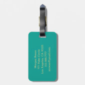 DIY Name & Monogram Black & Gold Box, Aquamarin Gepäckanhänger (Rückseite vertikal)