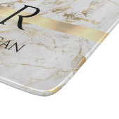 DIY Name & Monogram Blk Text, White & Gold Marmor Schneidebrett (Ecke)