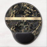 DIY Name & Monogram, Gold Bar, Black & Gold Marble Gel Mousepad<br><div class="desc">Personalize your name in pale yellow script and gold monogram on Gold Bar on Black and Gold Marble. Click “Customize” to change colors and type styles.</div>