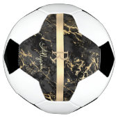 DIY Name & Monogram, Gold Bar, Black & Gold Marmor Fußball (Gedreht)