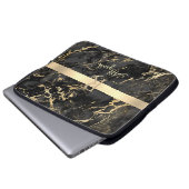 DIY Name & Monogram, Gold Bar, Black & Gold Marmor Laptopschutzhülle (Vorne Knopf)