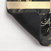 DIY Name & Monogram, Gold Bar, Black & Gold Marmor Mousepad (Ecke)
