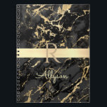 DIY Name & Monogram, Gold Bar, Black & Gold Marmor Notizblock<br><div class="desc">Personalisieren Sie Ihren Namen in blassgelben Schriften und goldenen Monogramm auf Gold Bar auf Schwarz und Gold Marmor. Klicken Sie auf "Anpassen",  um Farben und Stile zu ändern.</div>