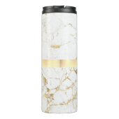 DIY Name Script & Monogram Blk, White/Gold Marmor Thermosbecher (Rückseite)