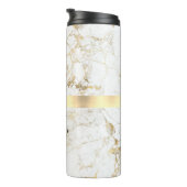 DIY Name Script & Monogram Blk, White/Gold Marmor Thermosbecher (Nach rechts gedreht)