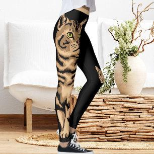DIY Name Süße Katze Haustier Tier Schwarz Pfirsich Leggings