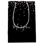 DIY Name White Script Fallende rosa Diamanten, sch Mittlere Geschenktüte (Vorderseite)