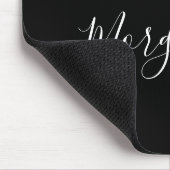 DIY Name White Script & White Diamonds, Black Mousepad (Ecke)
