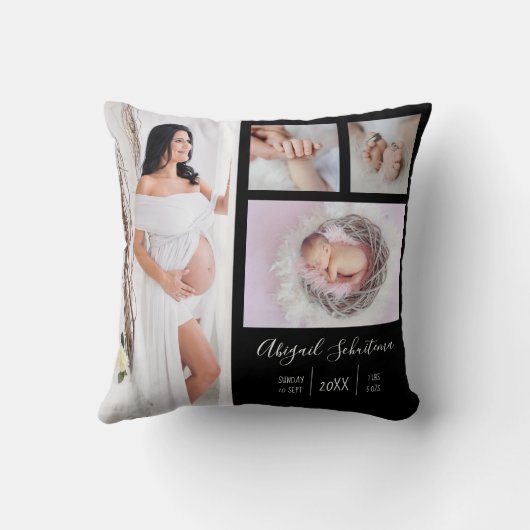 DIY New Geboren Baby Foto Keepake auf Black Kissen (Rückseite)