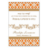 DIY Orange Gold marokkanische Sitzplatzkarten Tischnummer (Vorderseite)