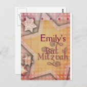 DIY Polka Dot farbenfrohe Bat Mitzvah Design Postkarte (Vorne/Hinten)