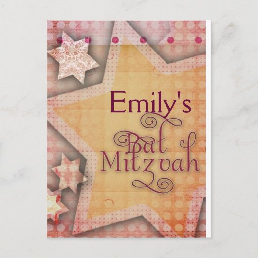 DIY Polka Dot farbenfrohe Bat Mitzvah Design Postkarte (Vorderseite)