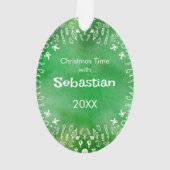 DIY Rabbit on Green Oval Christmas Ornament (Rückseite)