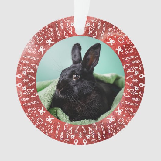 DIY Rabbit on Red Christmas Ornament (Vorderseite)