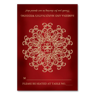 DIY Red Gold Indischer Zelt Style Sitzplatz Tischnummer