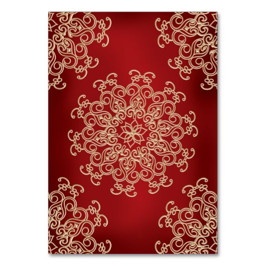 DIY Red Gold Indischer Zelt Style Sitzplatz Tischnummer (Rückseite)