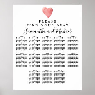 DIY Red Heart 13-Table Hochzeitstabelle Poster