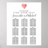 DIY Red Heart 9 Table Wedding Seating Chart Poster (Vorne)
