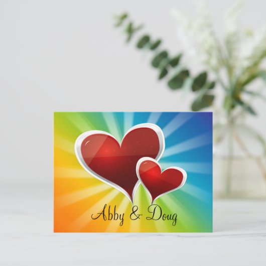 diy Regenbogenherzen Postkarte (Stehend Vorderseite)