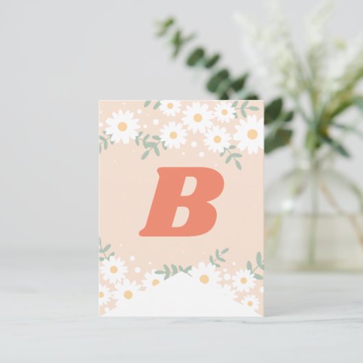 DIY Retro Daisy Letter Bunting Postcard Postkarte (Stehend Vorderseite)