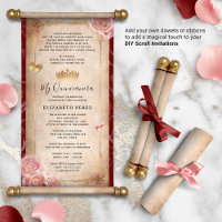 DIY Rose Gold Quinceanera Scroll Einladungen