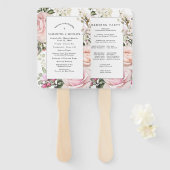 DIY Rustic Pink Floral Wedding Program Fächer (Vorne und Hinten)