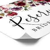 DIY Rustic Red Floral Wedding Reserviert Zeichen Poster (Ecke)