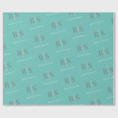 DIY Slanted Gray Monogram & White Name, Light Aqua Geschenkpapier (Flach)