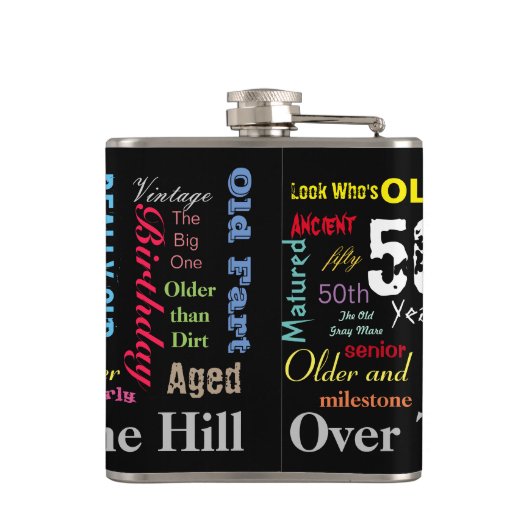 DIY Text | 50. Happy Birthday | Meilensteine Flachmann (Rückseite)