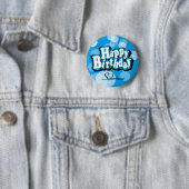 Diy Text Happy Birthday in Blue Bokeh Button (Beispiel)