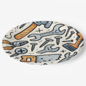 DIY Tools Doodle Cartoon Pappteller (Schrägansicht)