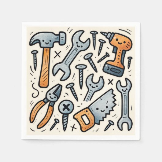 DIY-Tools-Doodle-Cartoon Serviette (Vorderseite)