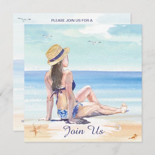 *~* DIY Tropical Beach AR29 Generic JEDES EREIGNIS Einladung (Vorne/Hinten)