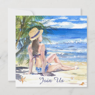 *~* DIY Tropical Palm Beach AR29 JEDES EREIGNIS QR Einladung