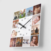 DIY UNSERE FAMILIE | 12 Foto Collage Roman numeral Quadratische Wanduhr (Winkel)
