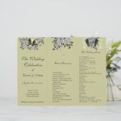 DIY Vintag Birds Branch TriFold Hochzeitsprogramm (Stehend Vorderseite)