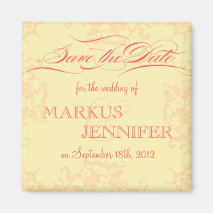 DIY Vintage Hot Pink & Gelb Save the Date Magnet