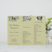 DIY Vintage Vögel Zweig TriFold Hochzeitsprogramm (Stehend Vorderseite)
