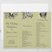 DIY Vintage Vögel Zweig TriFold Hochzeitsprogramm (Vorne/Hinten)