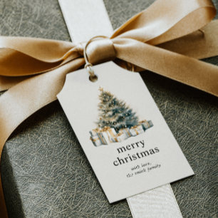 DIY WATERCOLOR CHRISTMAS TREIN HOLIDAY GIFT TAG