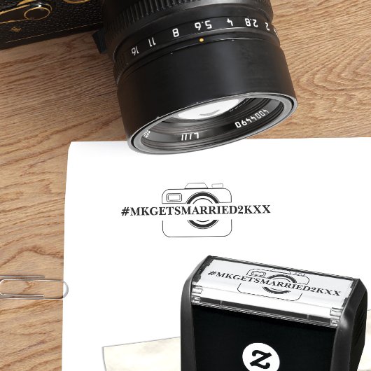 DIY Wedding Hashtag Camera Icon Selbstfarbige Brie Permastempel