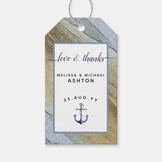 #DIY #Wedding #Nautical Blue & Gold #Anchor Bevorz Geschenkanhänger (Vorderseite)