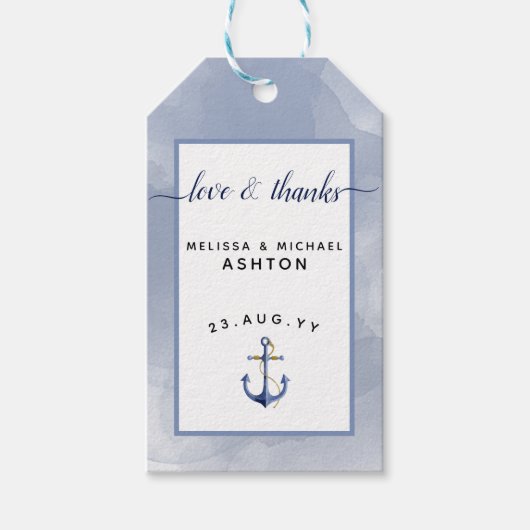 #DIY #Wedding #Nautical Watercolor #Anchor Bevorzu Geschenkanhänger (Vorderseite)