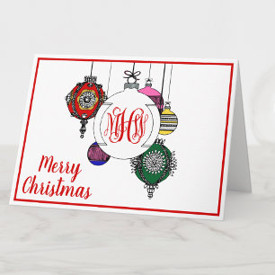 DIY-Weihnachtsschmuck Roter Reben-Monogramm-Schrif Feiertagskarte