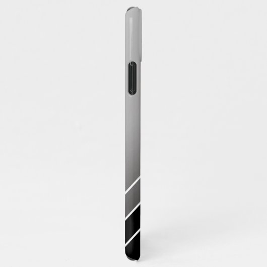 DIY White Monogram Circle Diagonal Lines, grau/sch iPhone Hülle (Rechte Seite)