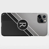 DIY White Monogram Circle Diagonal Lines, grau/sch iPhone Hülle (Rückseite (Horizontal))